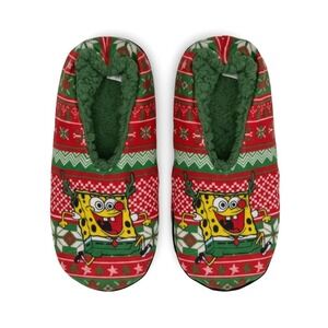 SpongeBob SquarePants Men's Christmas Ugly Sweater Slippers Size 10-13 Cozy‎ NWT